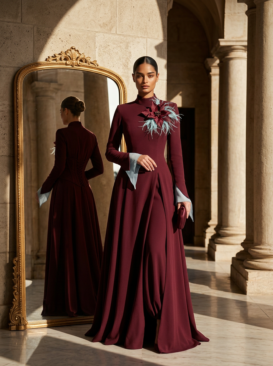 Bordeaux Bloom Couture Dress Follow The Sun Bordeaux Bloom Couture Dress  Follow The Sun